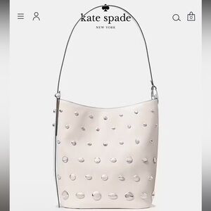 Kate Spade Cream Halo Studded Mini Bucket Bag